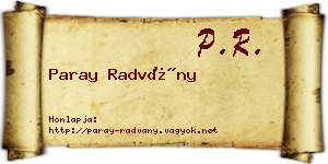 Paray Radvány névjegykártya
